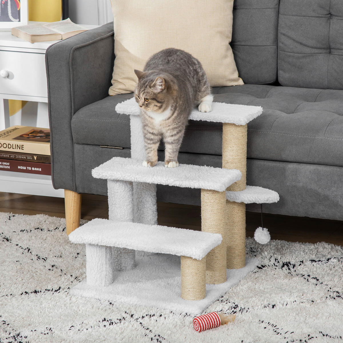 PawHut Haustiertreppe weiß Spanplatte B/H/L: ca. 40x48x45 cm Haustiertreppe - weiß (45,00/40,00/48,00cm) - PawHut