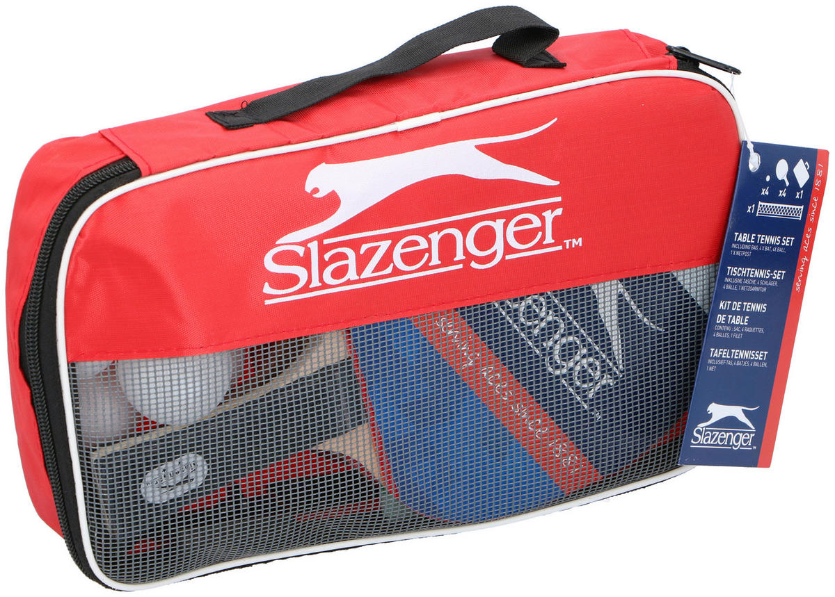 SLAZENGER Tischtennis-Set B/H/L: ca. 18x4x27 cm Tischtennisset_10tlg. - rot/schwarz (27,00/18,00/4,00cm) - SLAZENGER
