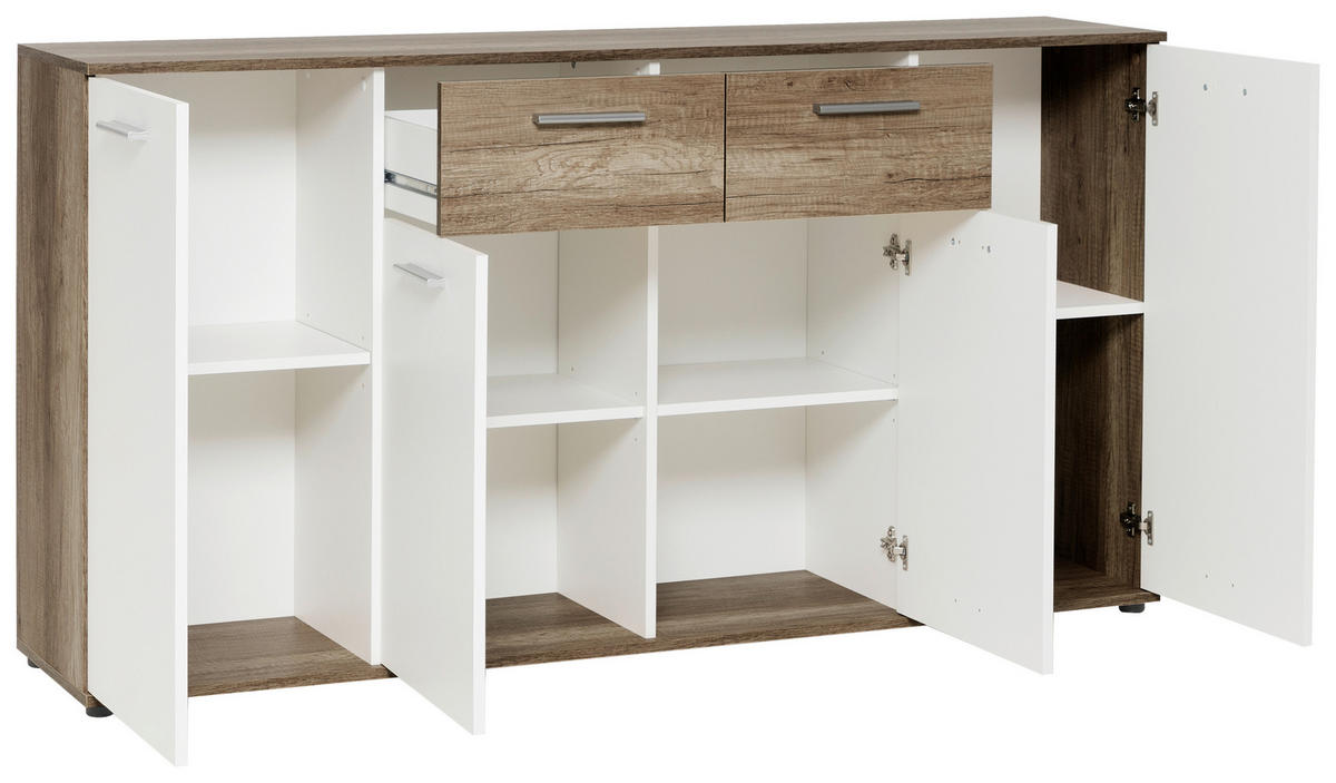 Kommode Jacky 3 B/H/T: ca. 160x85x35 cm Jacky 3 - Eiche/weiß (160,00/85,00/35,00cm)