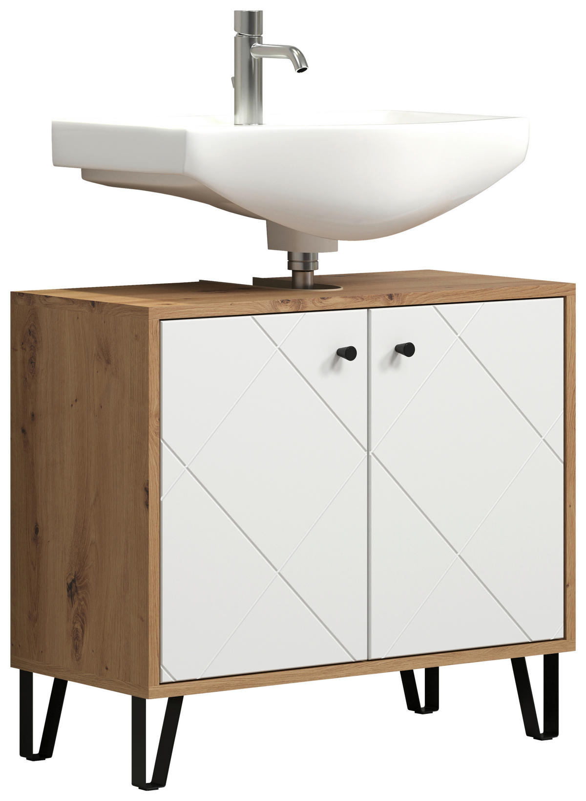 Waschbeckenunterschrank Touch Eiche Artisan Nachbildung weiß matt B/H/T: ca. 69x61x32 cm Touch - Eiche/weiß (69,00/61,00/32,00cm) - Trendteam