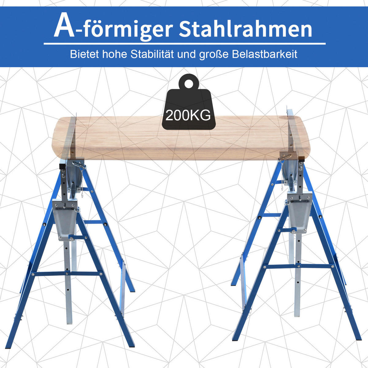 Werkstatt-Zubehör blau B/H/L: ca. 58x68x130 cm Gerüstbock - blau (130,00/58,00/68,00cm) - HOMCOM