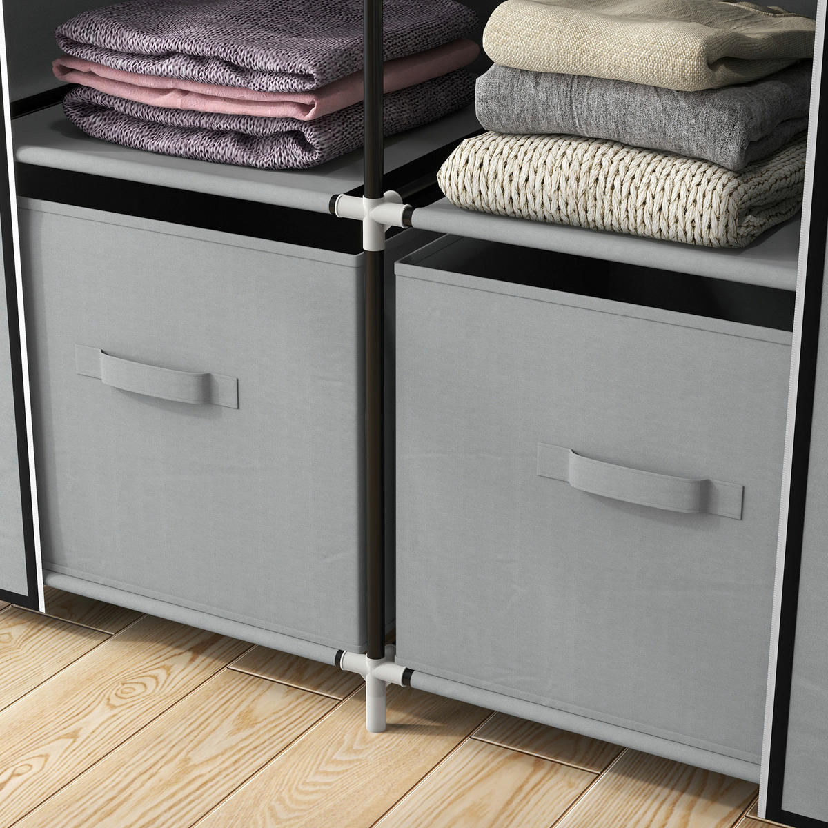 HOMCOM Kleiderschrank hellgrau Polypropylen B/H/L: ca. 42,5x83x162,5 cm Kleiderschrank - hellgrau (162,50/42,50/83,00cm) - HOMCOM