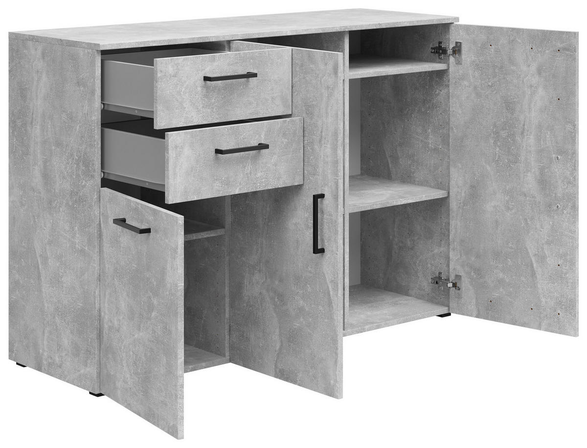 Kommode Multi-Stauraum Typ 28 Beton Optik B/H/T: ca. 120x83x40 cm Multi-Stauraum Typ 28 - Beton (120,00/83,00/40,00cm)