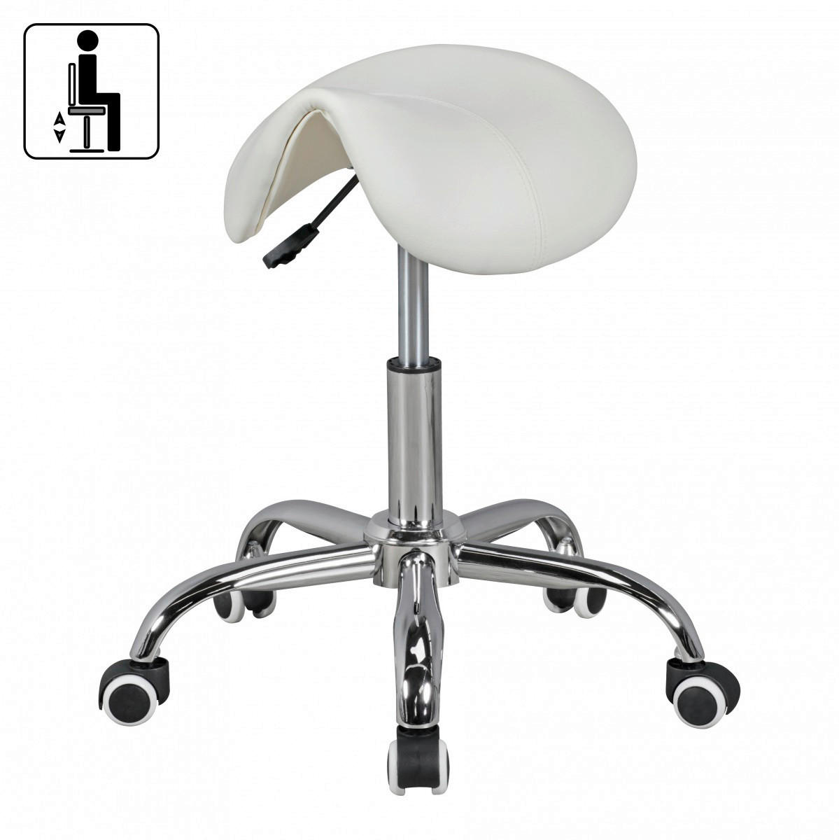Hocker weiß Kunstleder Sattelhocker MENTON - weiß (60,00/60,00/60,00cm) - Amstyle
