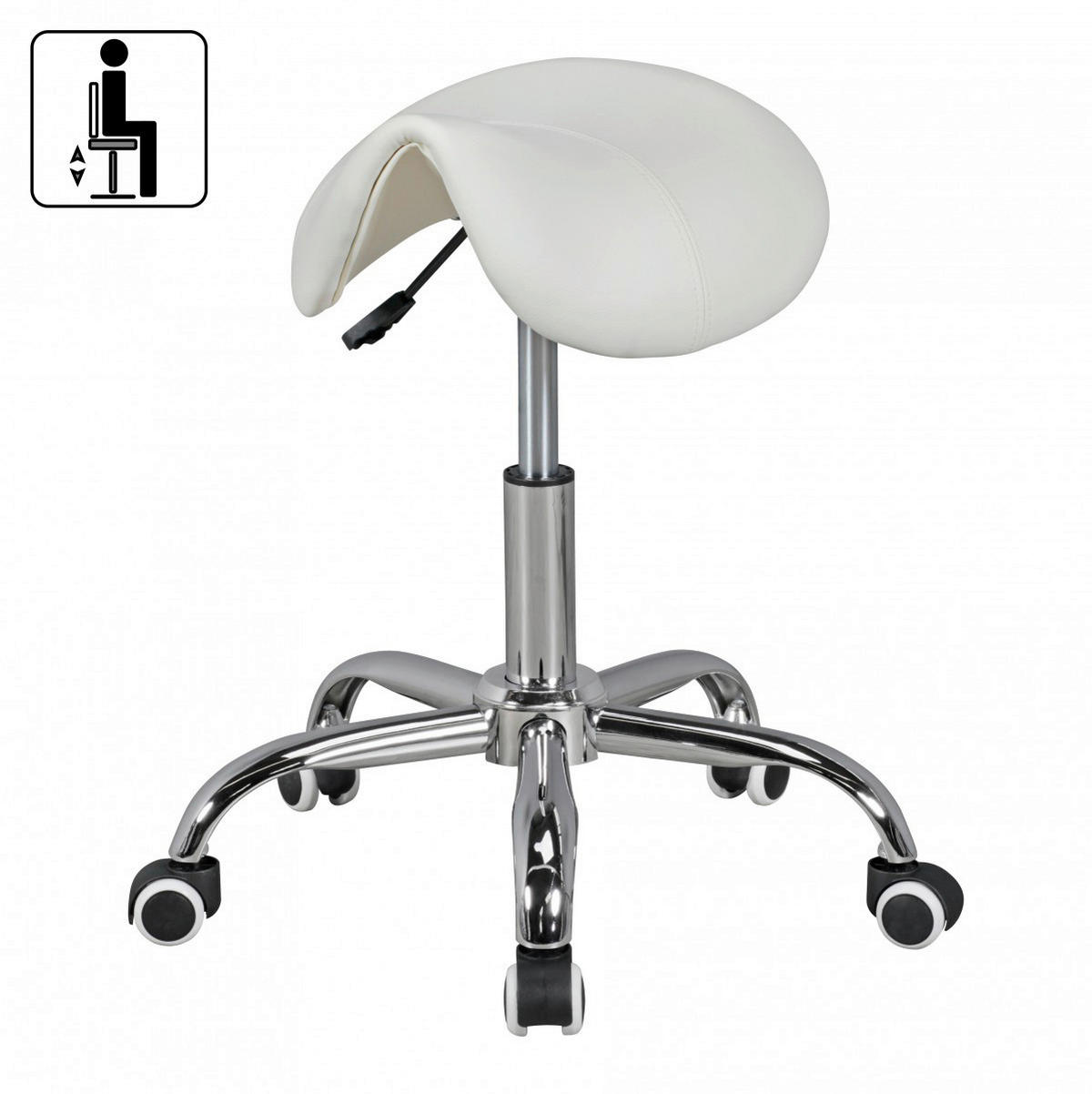 Hocker weiß Kunstleder Sattelhocker MENTON - weiß (60,00/60,00/60,00cm) - Amstyle
