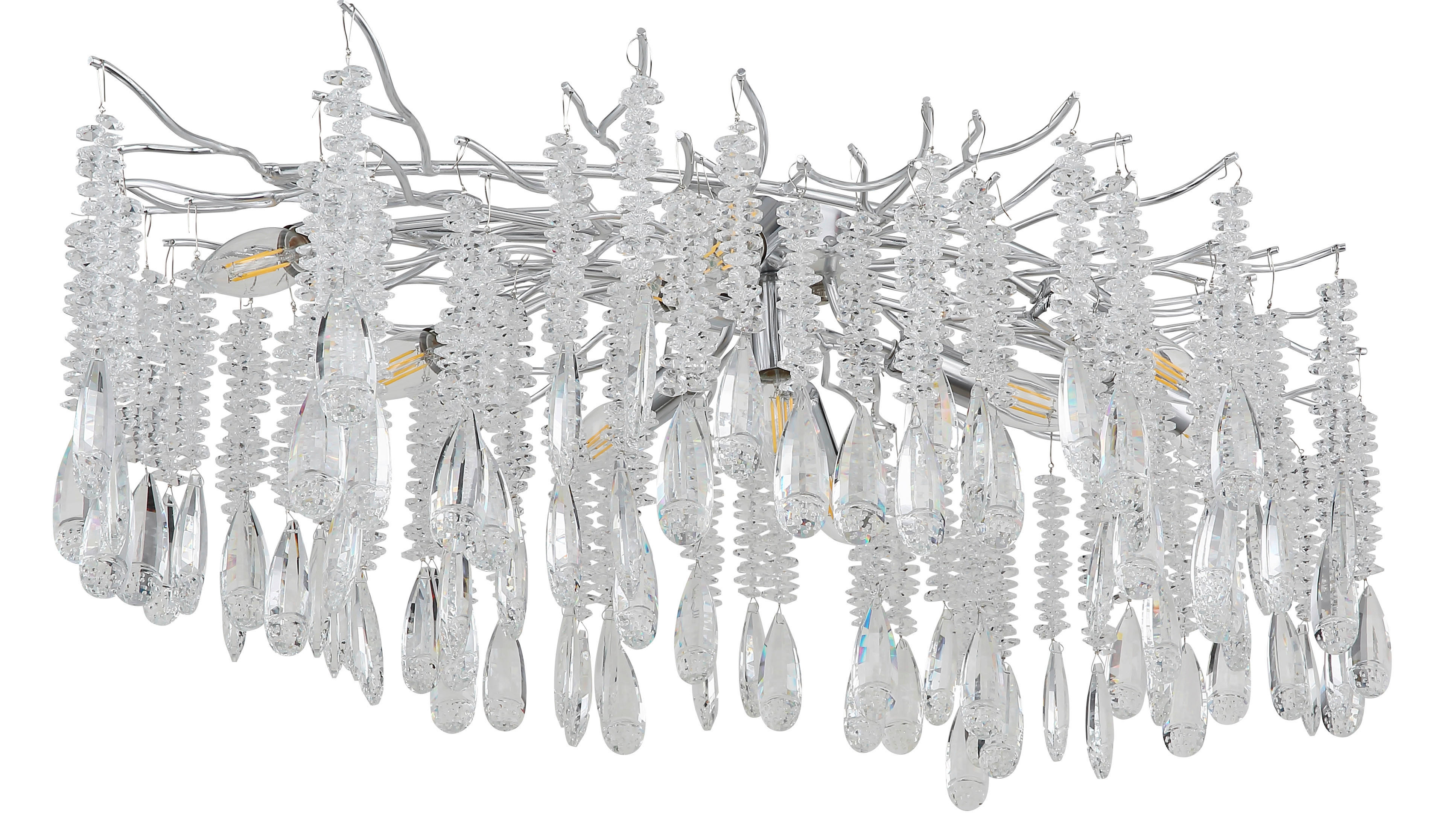 GLOBO Deckenleuchte klar silber Metall Glas B/H/L: ca. 55x45x100 cm E14 10 Brennstellen Kinga - klar/silber (100,00/55,00/45,00cm) - GLOBO