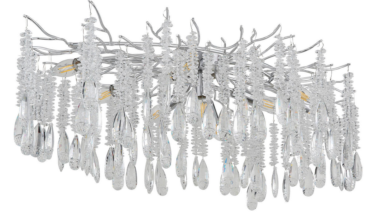 GLOBO Deckenleuchte klar silber Metall Glas B/H/L: ca. 55x45x100 cm E14 10 Brennstellen Kinga - klar/silber (100,00/55,00/45,00cm) - GLOBO