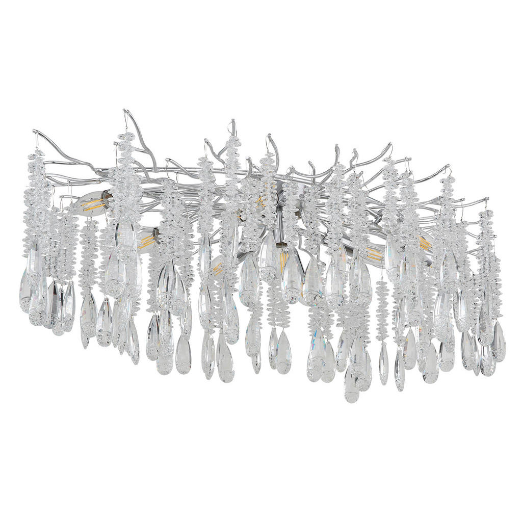 Thumbnail - GLOBO Deckenleuchte klar silber Metall Glas B/H/L: ca. 55x45x100 cm E14 10 Brennstellen