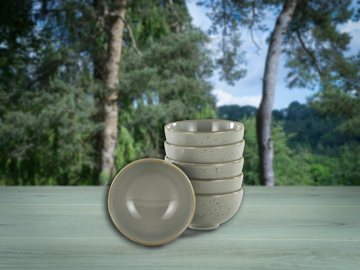 CreaTable Schalen-Set NATURE COLLECTION grau Steinzeug D: ca. 11,5 cm NATURE COLLECTION - grau (11,50cm) - CreaTable