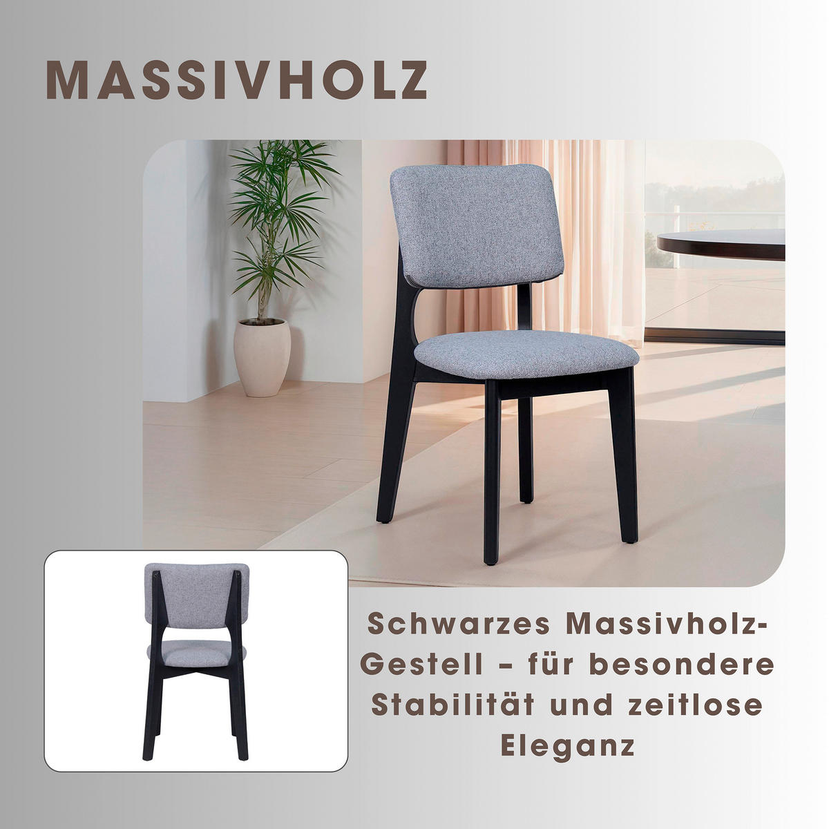 Stuhl ELSA schwarz grau Webstoff B/H/T: ca. 48x87x54 cm ELSA - schwarz/grau (48,00/87,00/54,00cm) - byLIVING