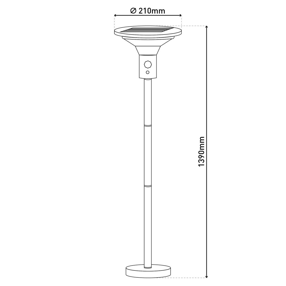 LED-Solarleuchte 2071622 schwarz Edelstahl Kunststoff H/D: ca. 140x21 cm LED Solarstehleuchte "NORA" - schwarz (21,00/140,00cm) - Näve Leuchten