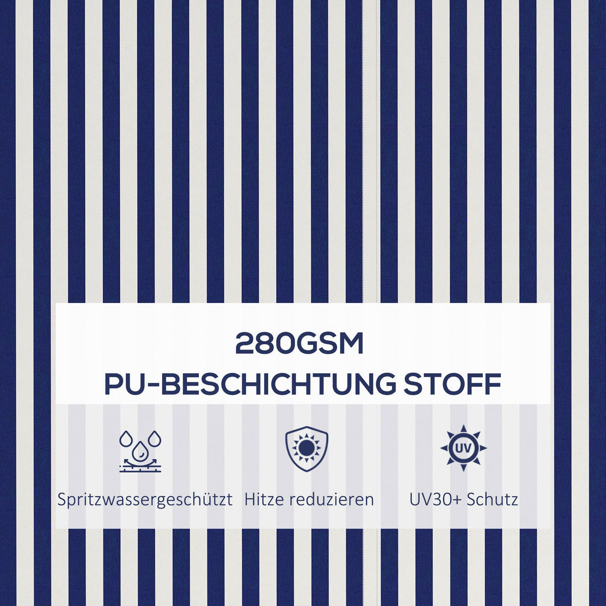 Markise blau B/H: ca. 290x350 cm Markise - blau/weiß (290,00/350,00cm) - Outsunny