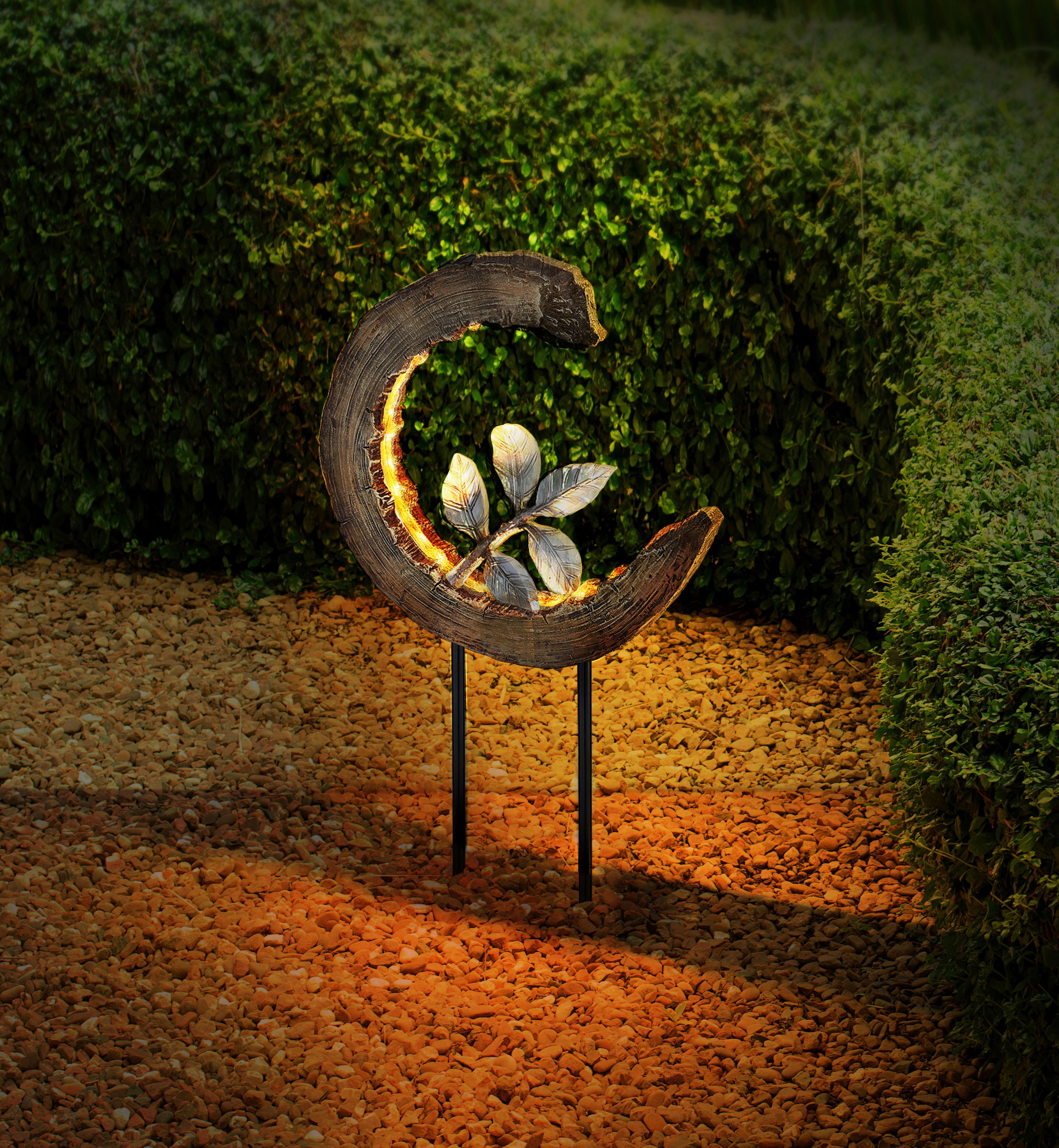 LED-Solarleuchte braun silber Kunststoff B/H/T: ca. 10x52x24 cm SOLAR - braun/silber (10,00/52,00/24,00cm) - GLOBO