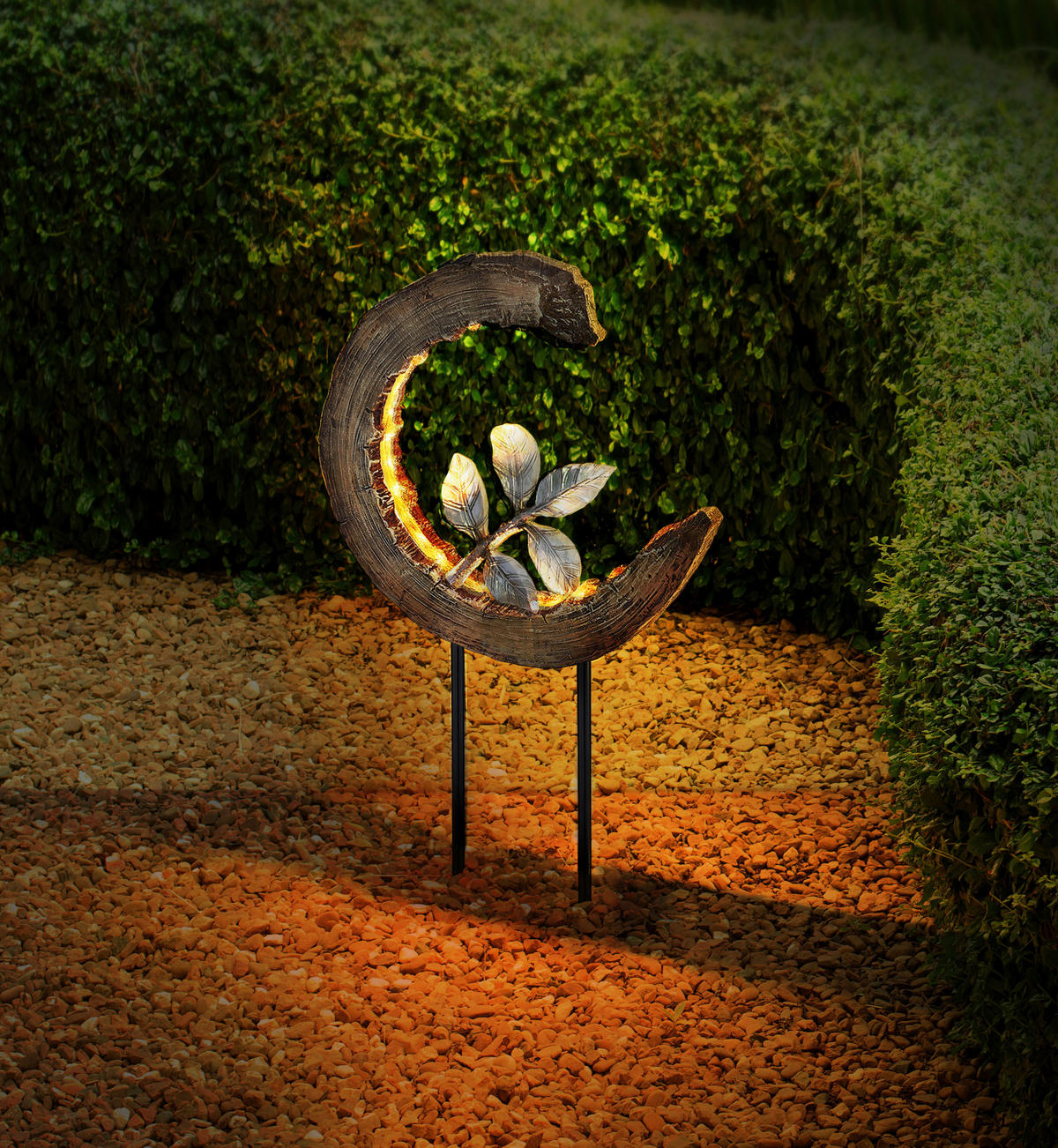LED-Solarleuchte braun silber Kunststoff B/H/T: ca. 10x52x24 cm SOLAR - braun/silber (10,00/52,00/24,00cm) - GLOBO