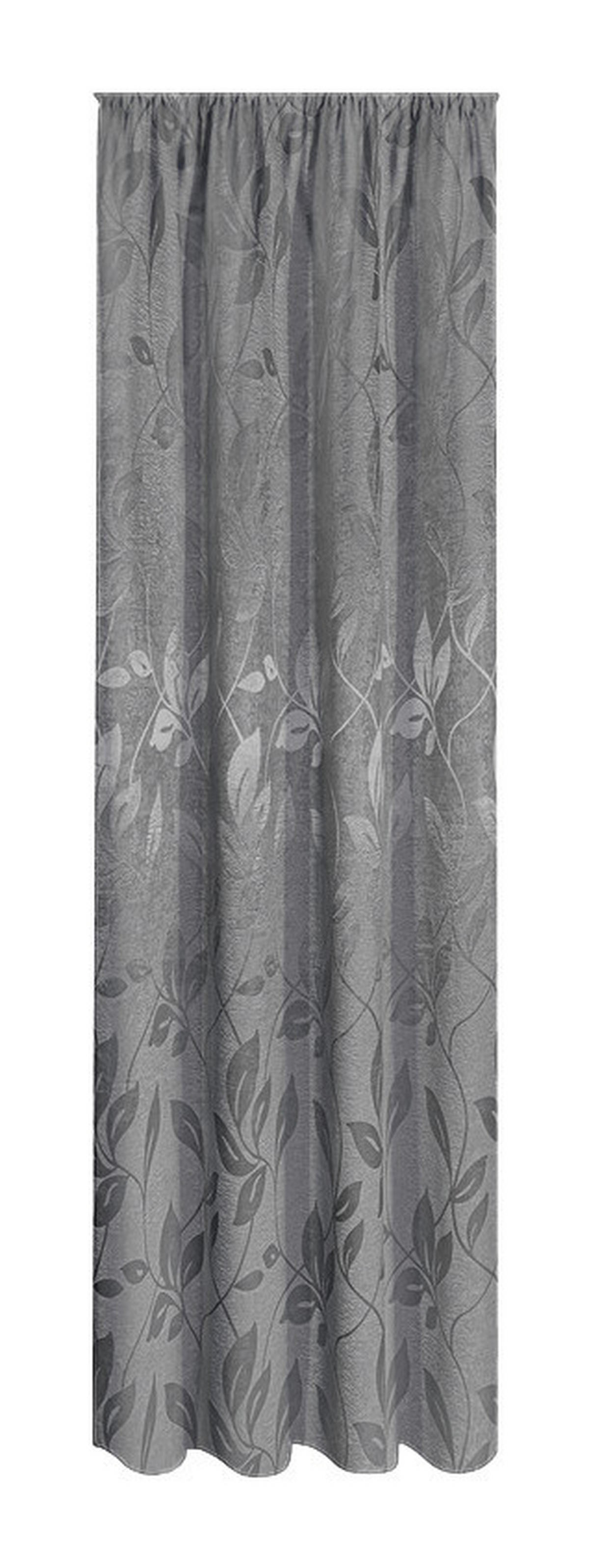 Dekovorhang Blätter silber B/L: ca. 140x245 cm Blätter - silber/grau (140,00/245,00cm) - Happy Home