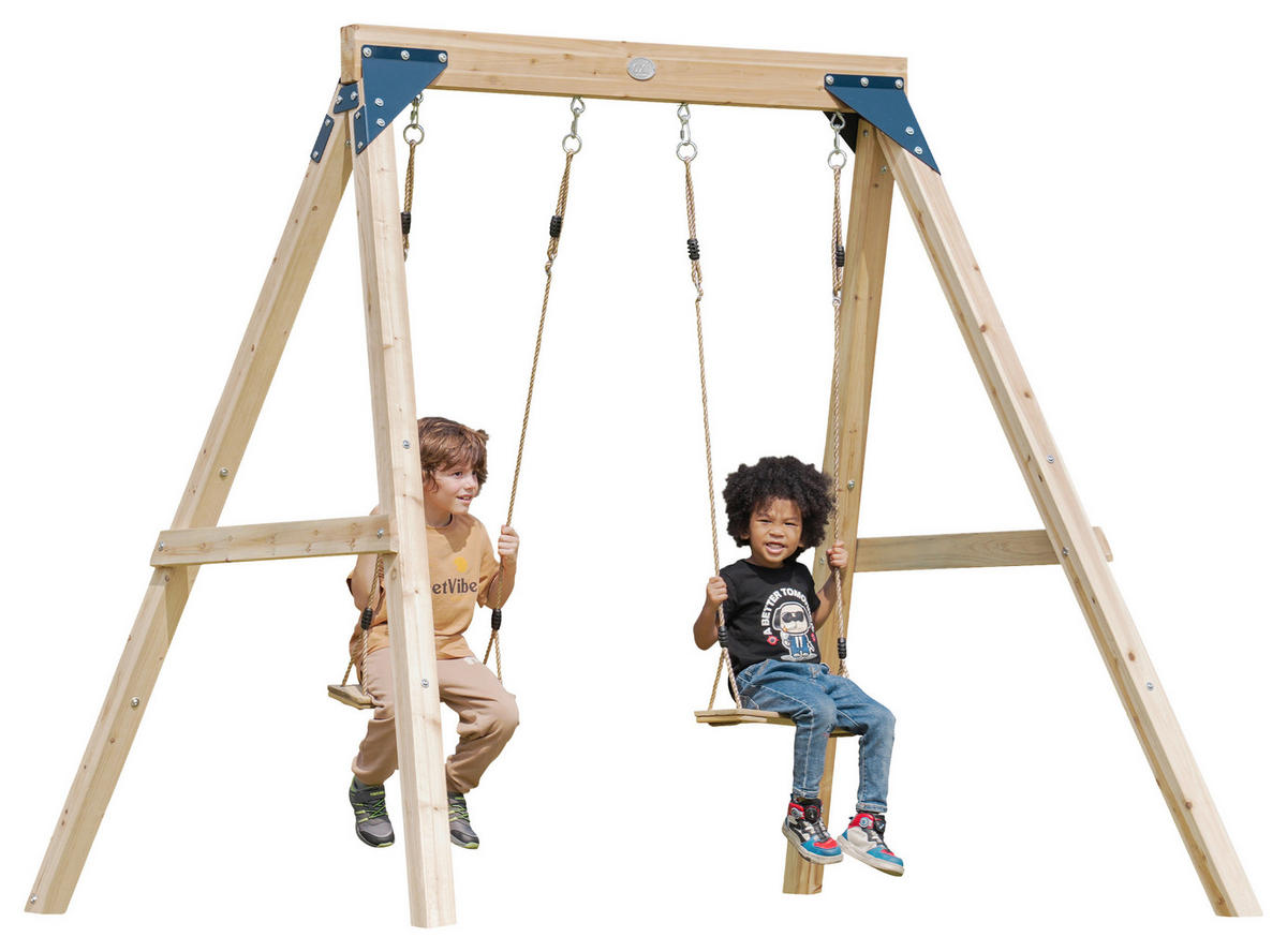 AXI Doppelschaukel Yuna braun B/H/L: ca. 224x208x186 cm Yuna - blau/braun (186,00/224,00/208,00cm) - AXI