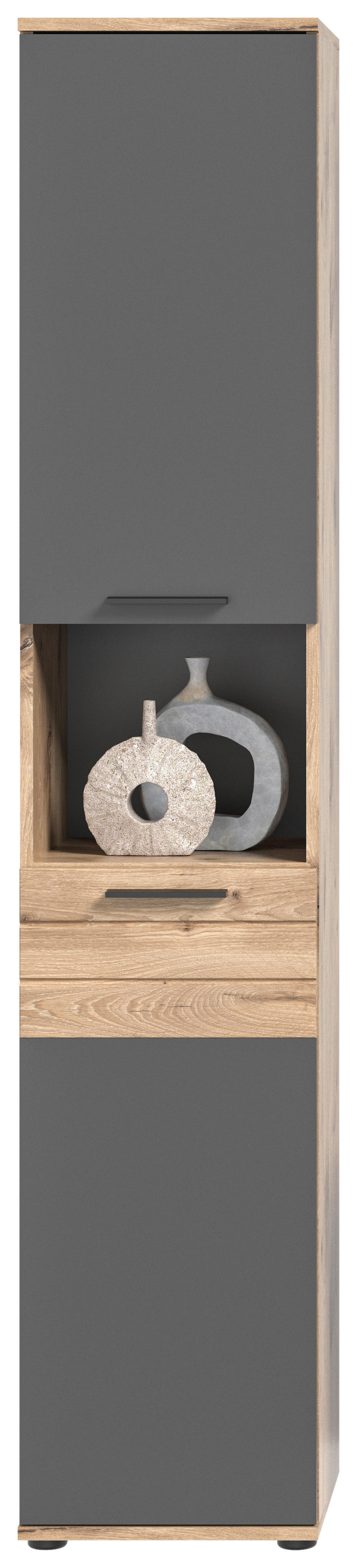 Badezimmer-Set MASON Nox Oak Nachbildung edles Basaltgrau Nachbildung B/H/T: ca. 164x190x34 cm MASON - edles Basaltgrau (164,00/190,00/34,00cm) - xonox.home