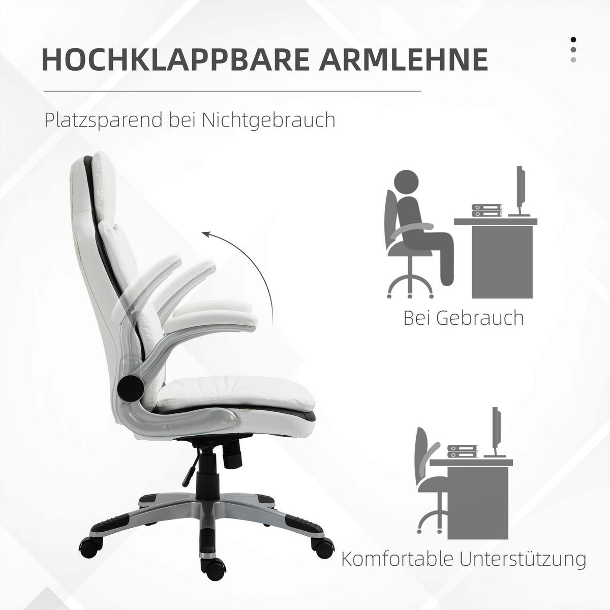 Drehstuhl 921-295 weiß 921-295 - weiß (69,00/121,00/67,00cm) - Vinsetto