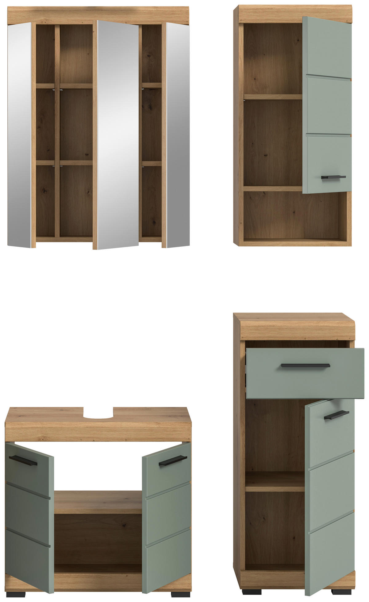 Badezimmer-Set Scout Eiche Artisan Nachbildung salbei Nachbildung B/H/T: ca. 112x191x34 cm Scout - Eiche/salbei (112,00/191,00/34,00cm) - xonox.home