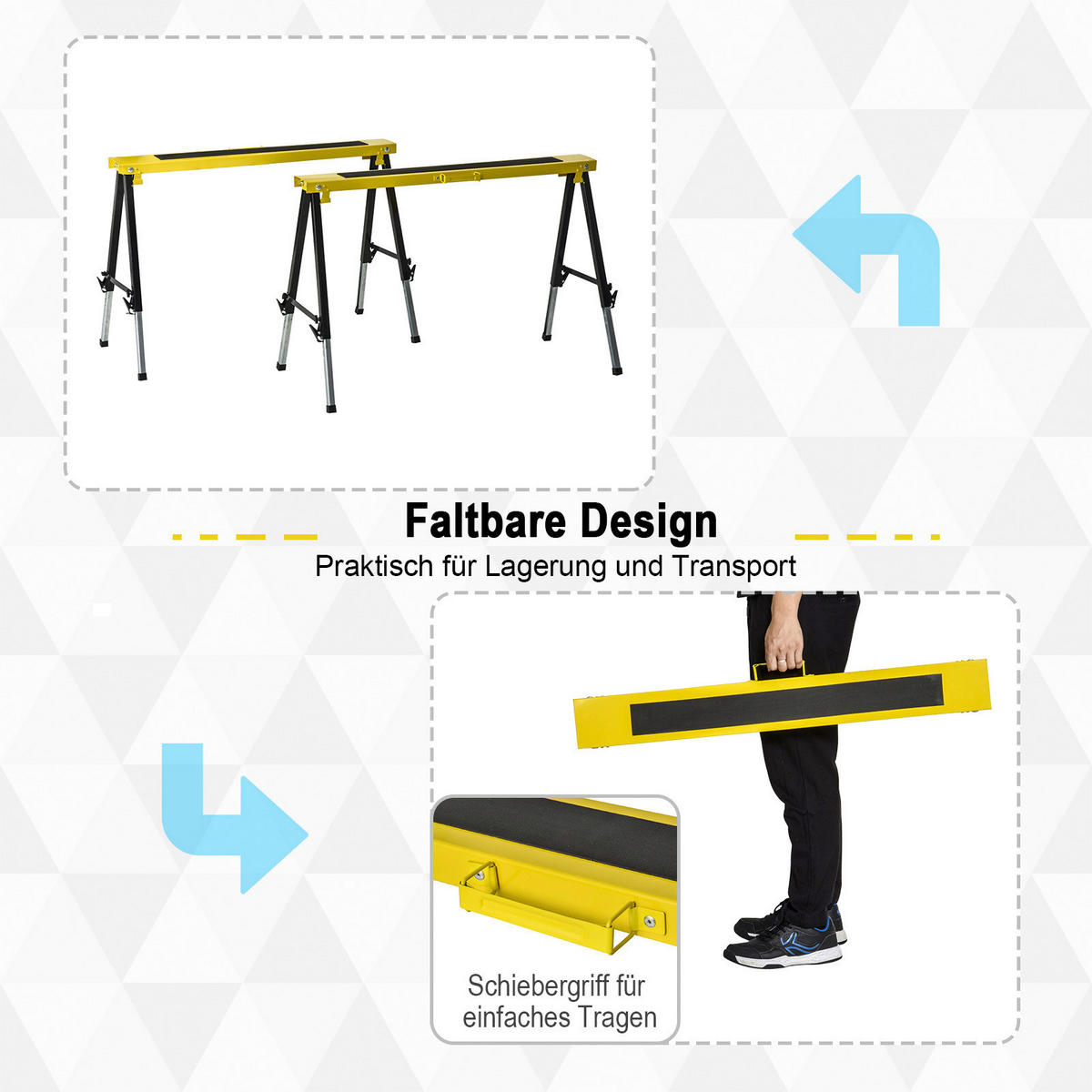 DURHAND Werkbank gelb Edelstahl B/H/L: ca. 49x100x90 cm Werkbank - gelb/schwarz (90,00/49,00/100,00cm) - DURHAND