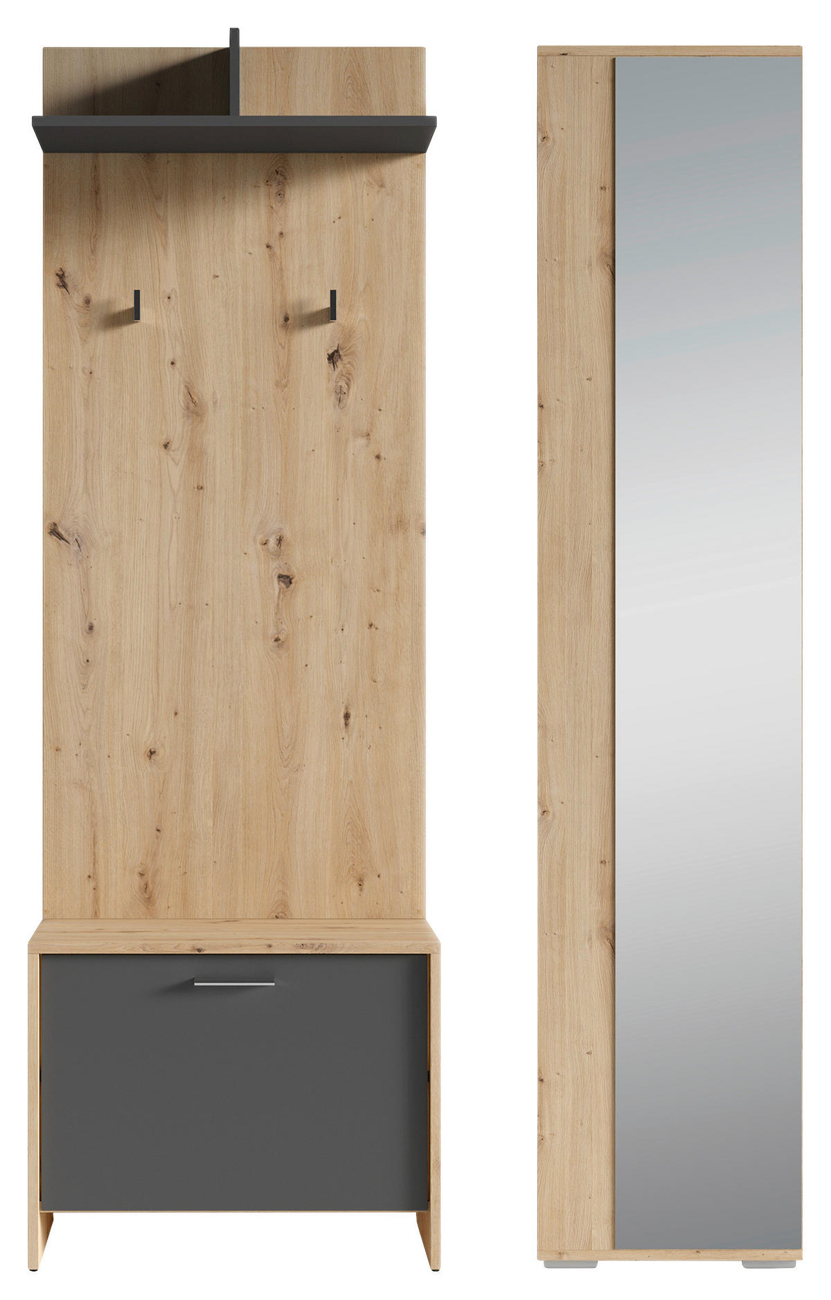 Garderobenset BEN Set 3-tlg. Eiche anthrazit BEN Set 3-tlg. - Eiche/anthrazit - byLIVING