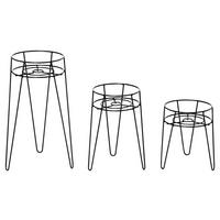 Outsunny Pflanzenständer-Set schwarz Stahl B/H/L: ca. 23x42x26 cm Pflanzenständer-Set - schwarz (26,00/23,00/42,00cm) - Outsunny