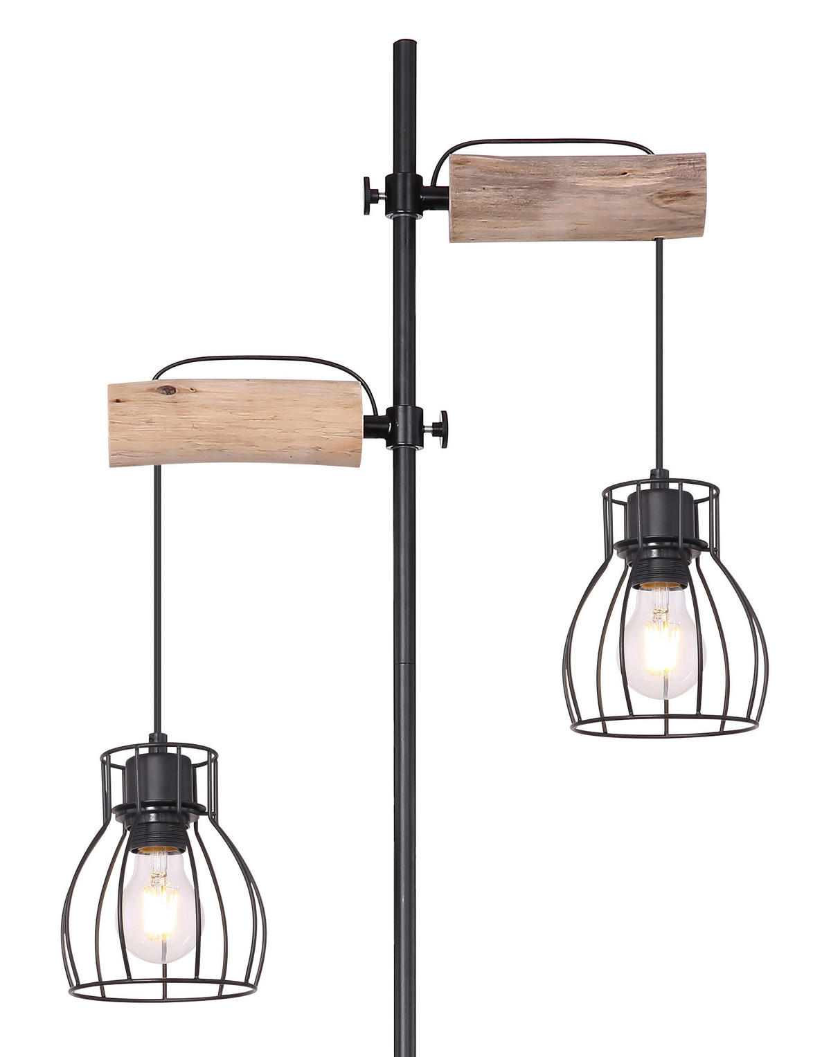 GLOBO Stehleuchte MINA 15326-2SN schwarz natur Metall Holz H: ca. 168 cm E27 2 Brennstellen Stehleuchte_Mina 2flg. - natur/schwarz (168,00cm) - GLOBO