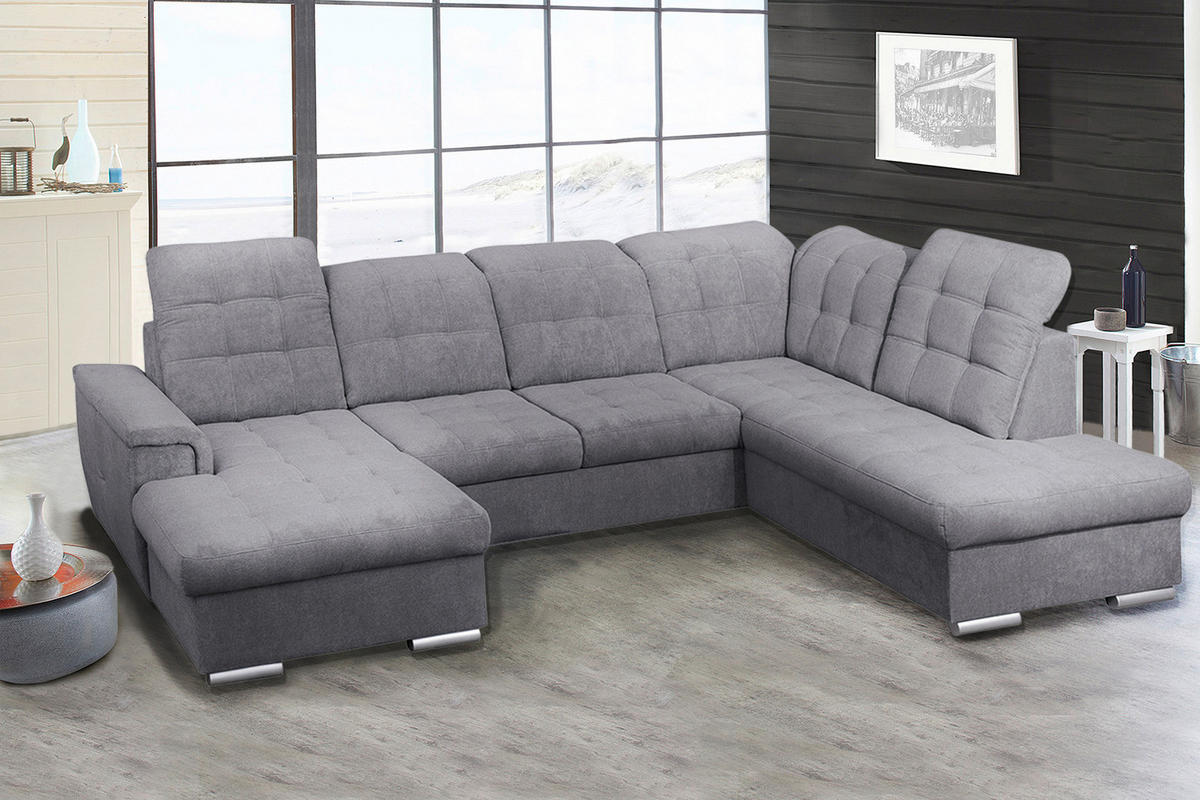 Wohnlandschaft Action hellgrau silber Action - hellgrau/silber