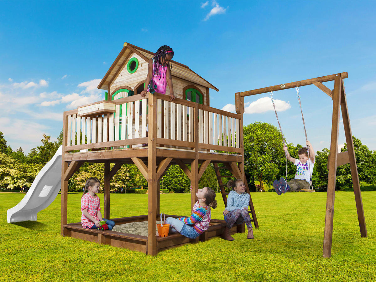 AXI Spielhaus Liam braun B/H/L: ca. 541x291x277 cm Liam - braun/weiß (277,00/541,00/291,00cm) - AXI