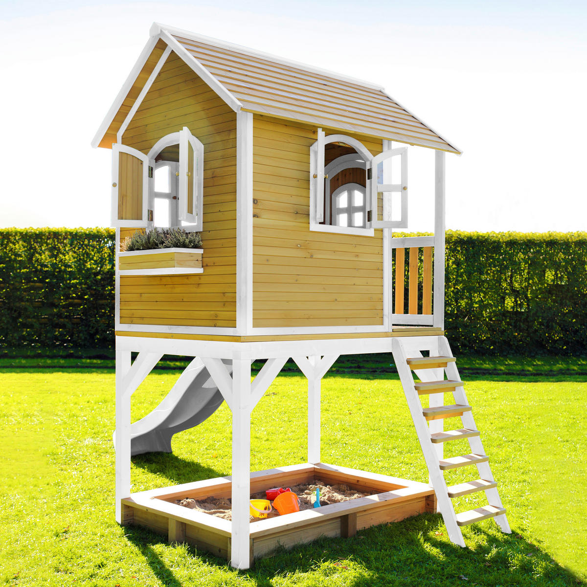 AXI Spielhaus Sarah braun B/H/L: ca. 370x291x191 cm Sarah - braun/weiß (191,00/370,00/291,00cm) - AXI