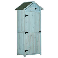 Outsunny Gartenhaus hellblau B/H/L: ca. 54x179x77 cm Gartenhaus mit Regalböden - hellblau/grün (77,00/54,00/179,00cm) - Outsunny