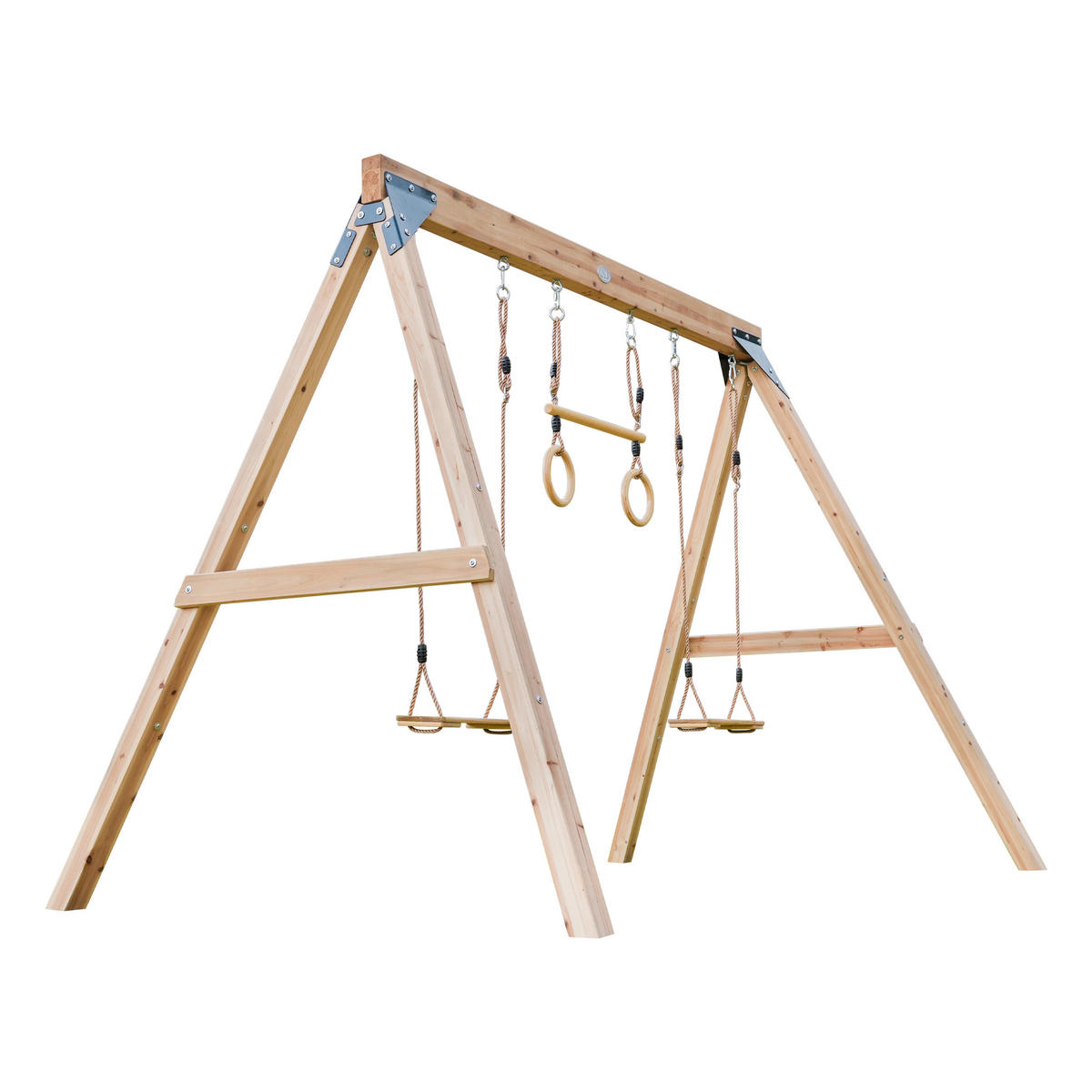 AXI Doppelschaukel Maya blau B/H/L: ca. 186x208x299 cm Maya - braun/blau (299,00/186,00/208,00cm) - AXI