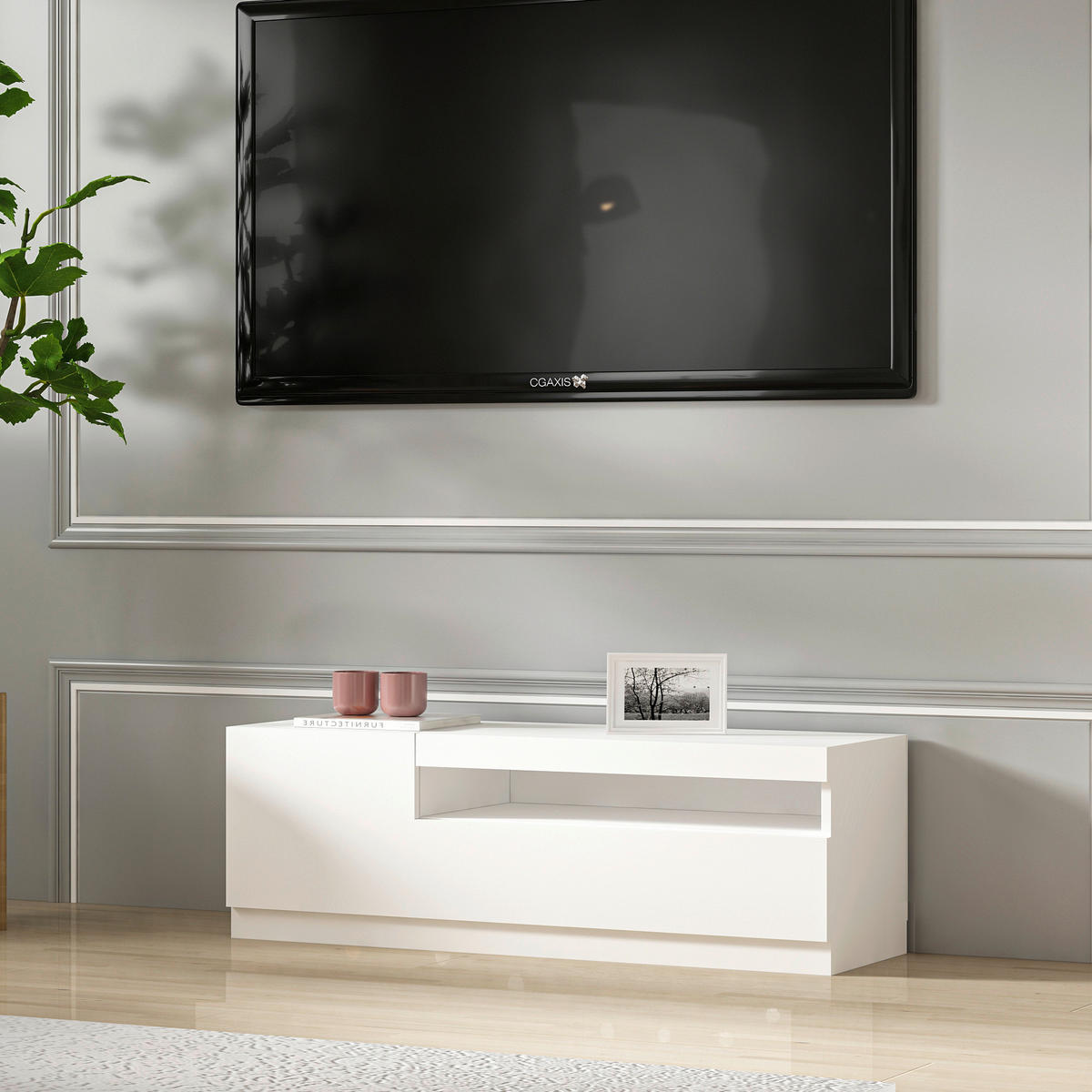 TV-Lowboard 9178 weiß B/H/T: ca. 240x40x37 cm 9178 - weiß (240,00/40,00/37,00cm) - moebel17