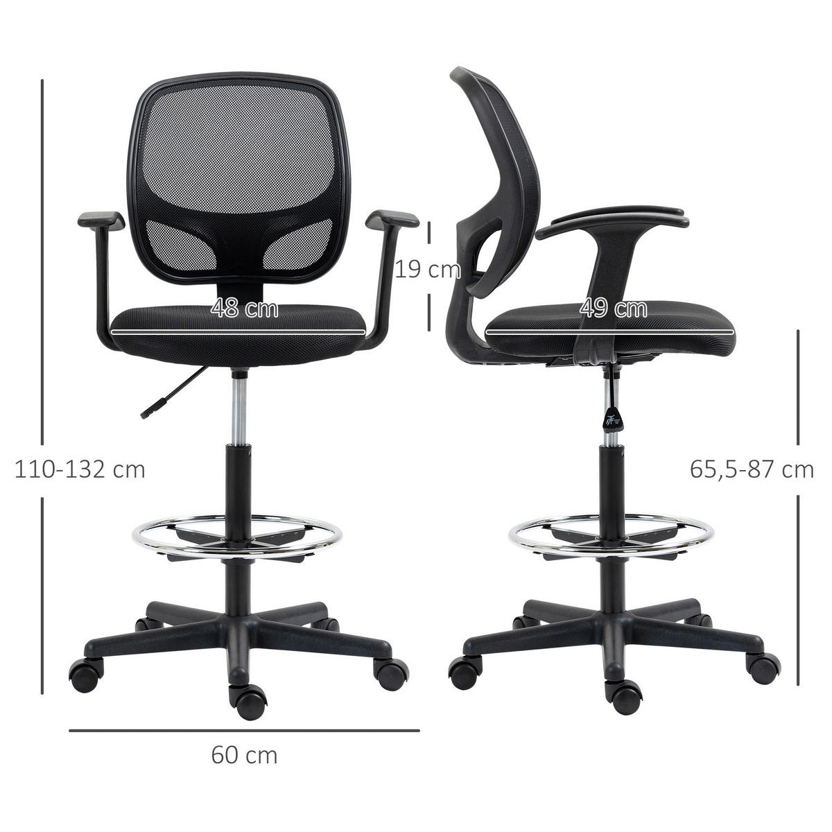 Stuhl 921-598 schwarz 921-598 - schwarz (60,00/132,00/56,00cm) - Vinsetto