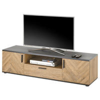 TV-Lowboard Sevilla Eiche Bartex Nachbildung schwarz B/H/T: ca. 154x42x42 cm Sevilla - schwarz (154,00/42,00/42,00cm)