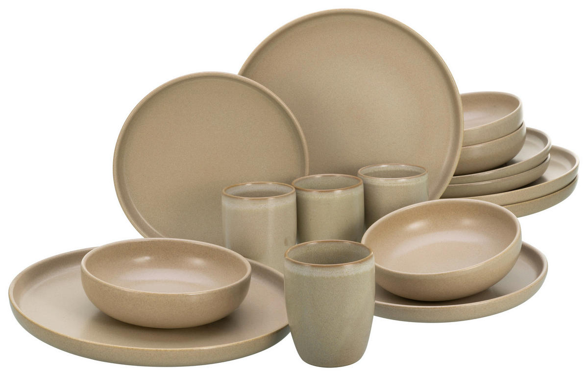 CreaTable Kombiservice Uno sand Steinzeug 16 tlg. Uno - sand - CreaTable