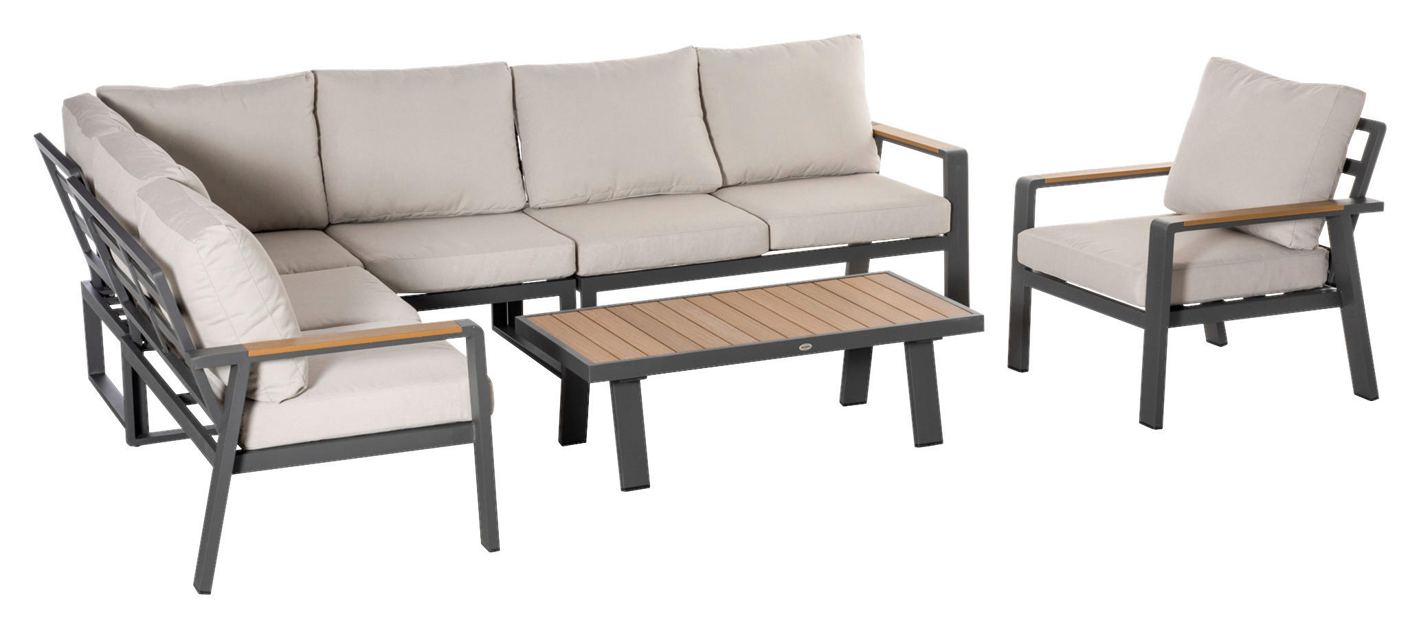 Outsunny Loungeset creme Aluminium B/H/T: ca. 138x83x82 cm Loungeset - creme (138,00/83,00/82,00cm)