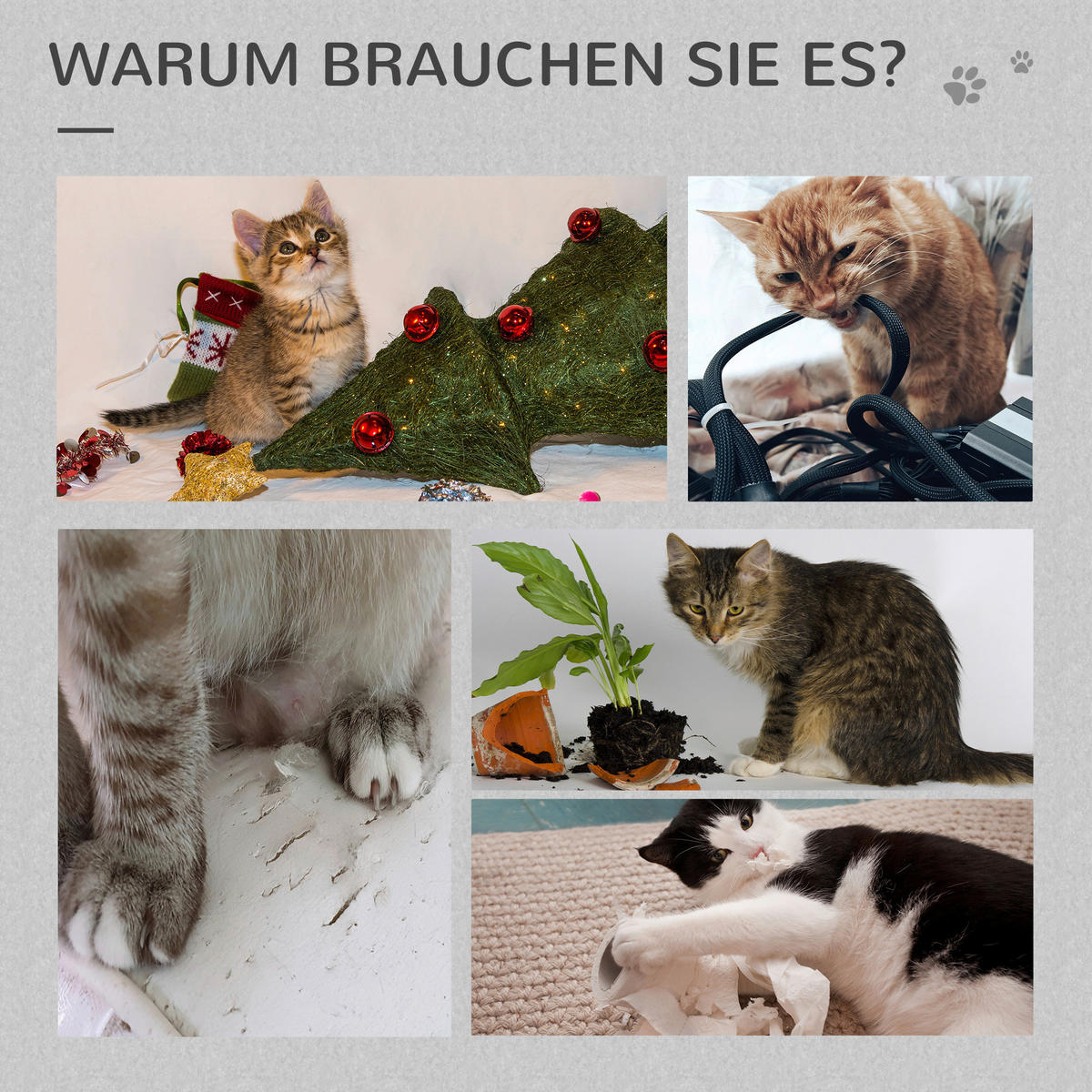 PawHut Kratzbaum hellgrau Spanplatte B/H/L: ca. 48x48x120 cm Kratzbaum - hellgrau (120,00/48,00/48,00cm) - PawHut
