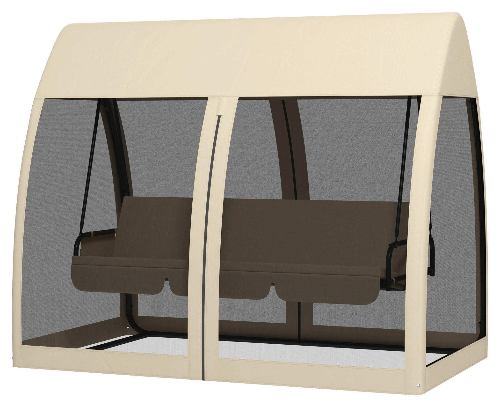 Outsunny Hollywoodschaukel kaffee Metall B/H/L: ca. 140x197x240 cm Hollywoodschaukel - kaffee (240,00/140,00/197,00cm) - Outsunny