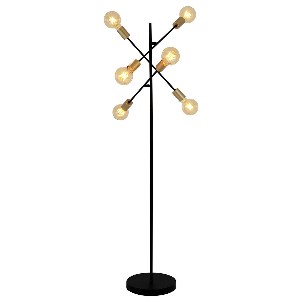Näve Leuchten Stehleuchte schwarz Metall B/H/T/D: ca. 49x150x49x49 cm E27 6 Brennstellen MODO - schwarz (49,00/150,00/49,00cm) - Näve Leuchten