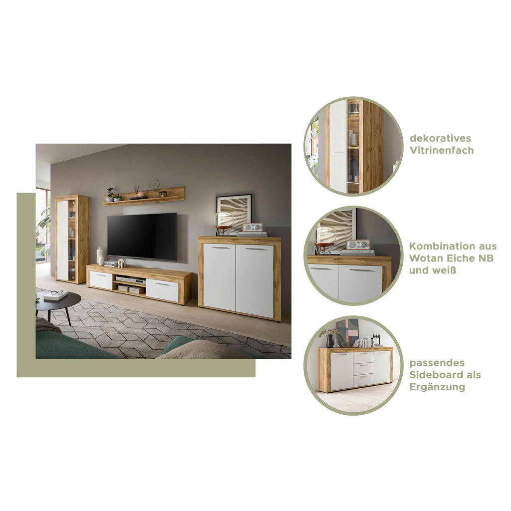 Thumbnail - Highboard Jam Eiche Wotan Nachbildung weiß B/H/T: ca. 80x88x35 cm
