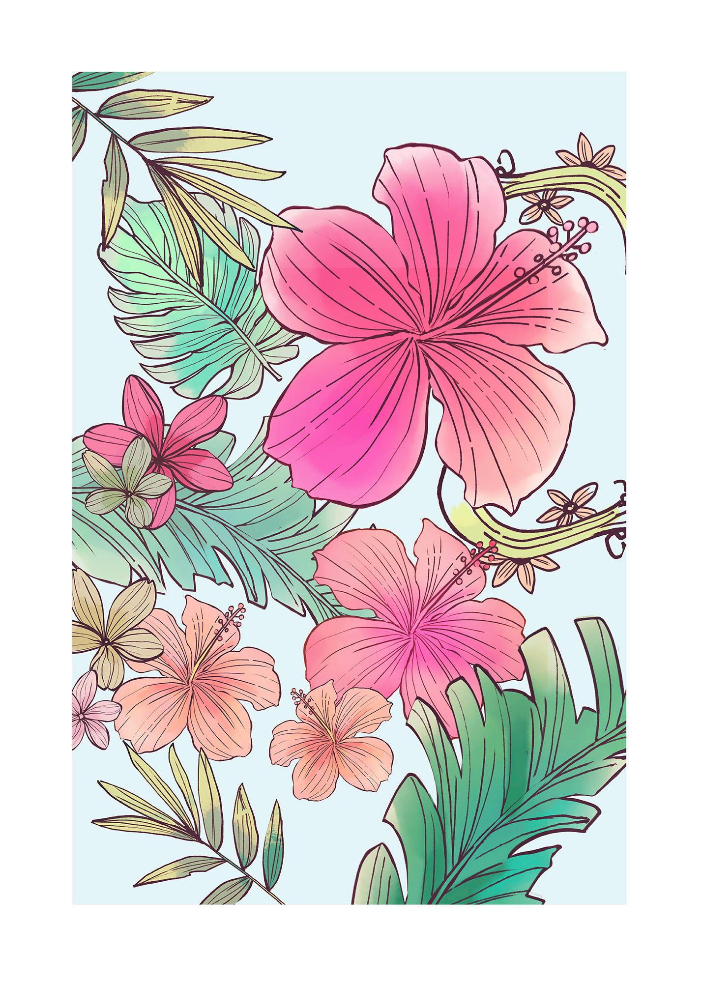 Komar Wandbild Ariel Flowers Disney B/L: ca. 50x70 cm günstig online kaufen