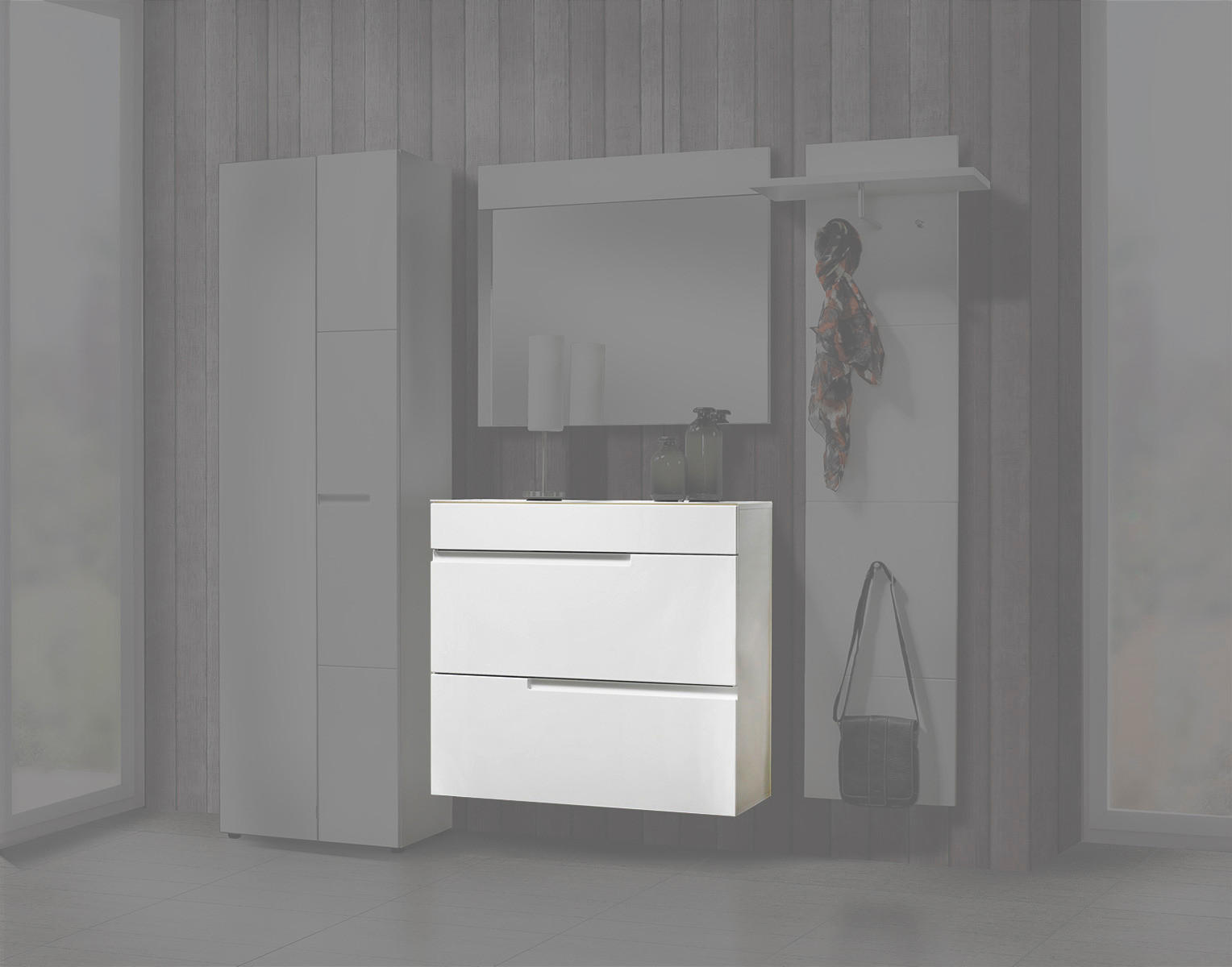 Schuhkommode Mailand weiß weiß Hochglanz B/H/T: ca. 90x83,5x35 cm Mailand - weiß (90,00/83,50/35,00cm)