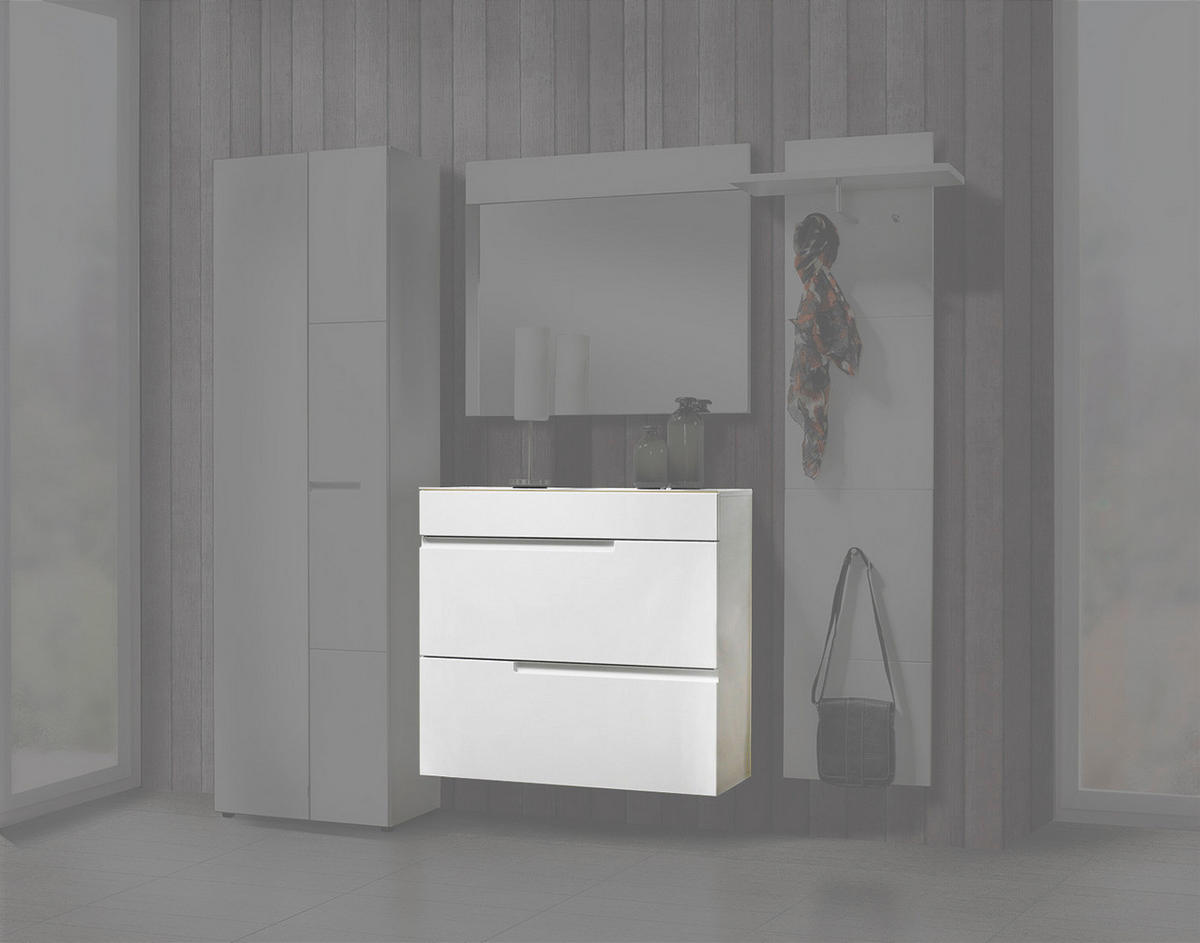 Schuhkommode Mailand weiß weiß Hochglanz B/H/T: ca. 90x83,5x35 cm Mailand - weiß (90,00/83,50/35,00cm)