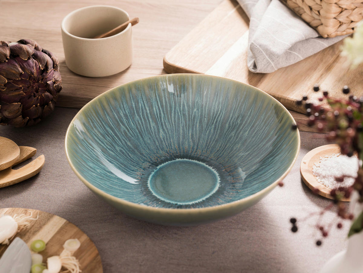 CreaTable Salatschüssel-Set Sea Breeze grün Steinzeug Sea Breeze - grün - CreaTable