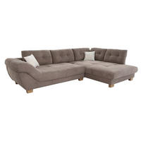 Polsterecke beige Velourstoff B/H/T: ca. 346x90x221 cm Siero_Polsterecke - beige/Eiche (346,00/90,00/221,00cm)