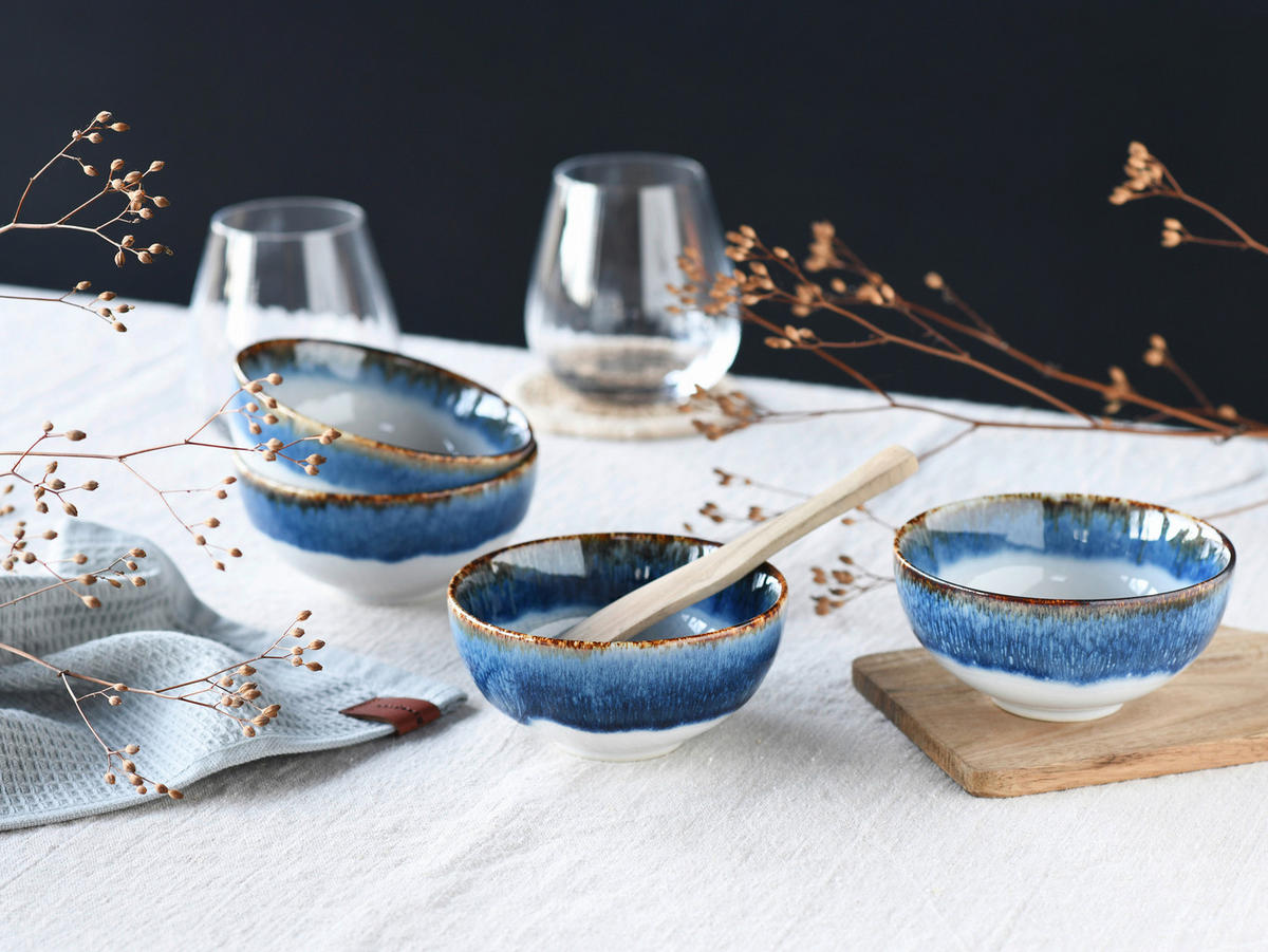 CreaTable Dipschalen-Set Cascade blau Steinzeug Cascade - blau - CreaTable