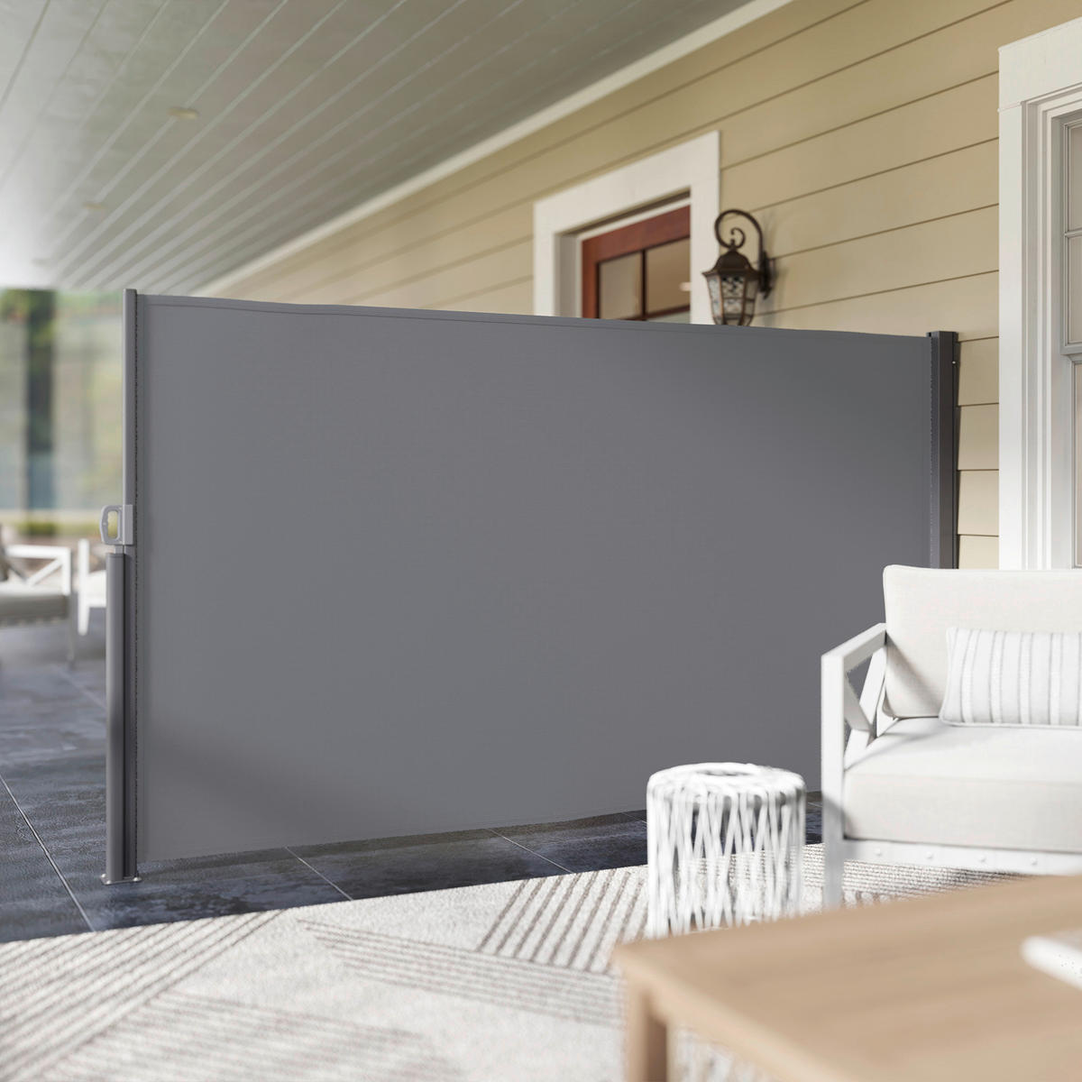 Outsunny Seitenmarkise dunkelgrau Aluminium B/H/L: ca. 1x180x300 cm Seitenmarkise - dunkelgrau (300,00/1,00/180,00cm) - Outsunny