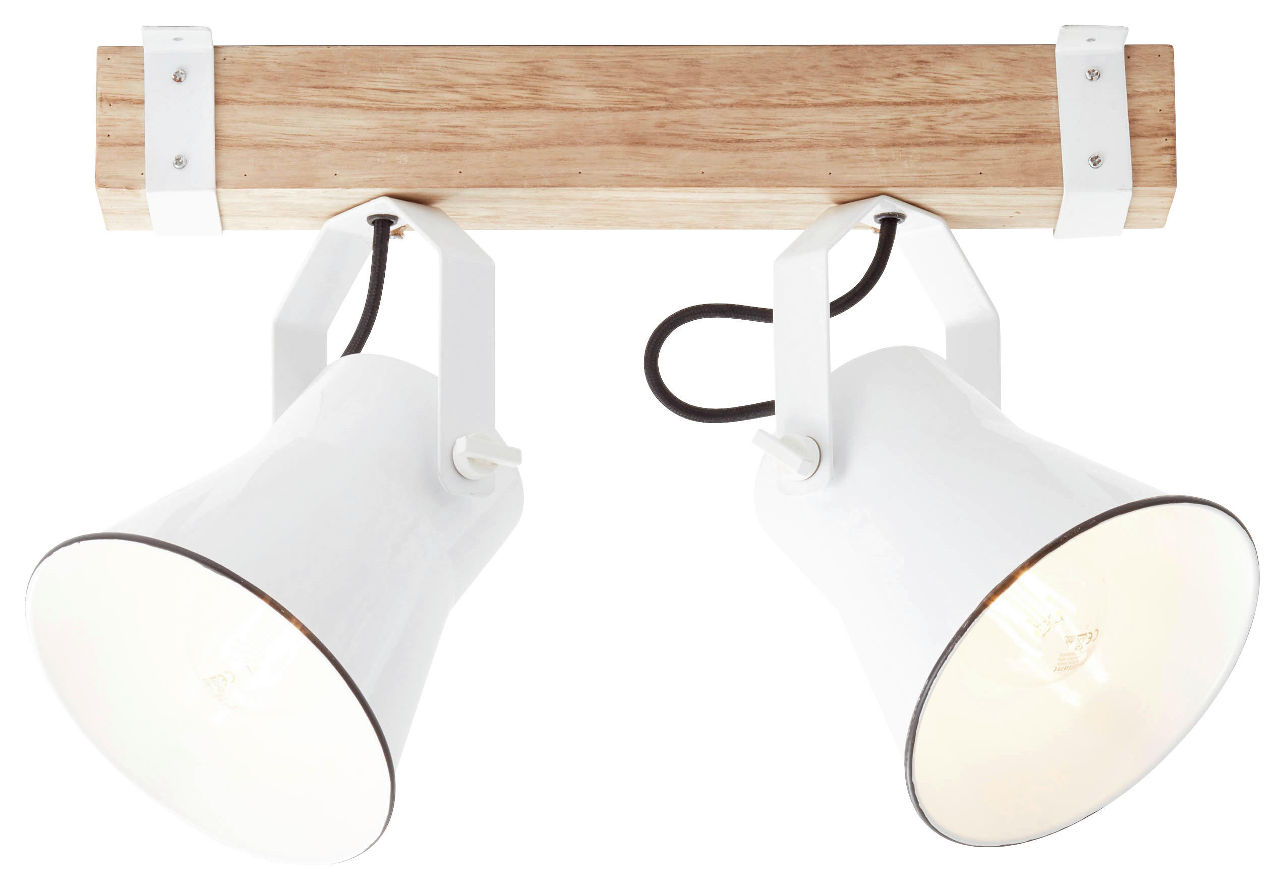 Brilliant Spotbalken 82129/05 weiß natur Metall Holz B/H/T: ca. 40x24x17 cm E27 2 Brennstellen Plow - weiß/natur (40,00/24,00/17,00cm) - Brilliant