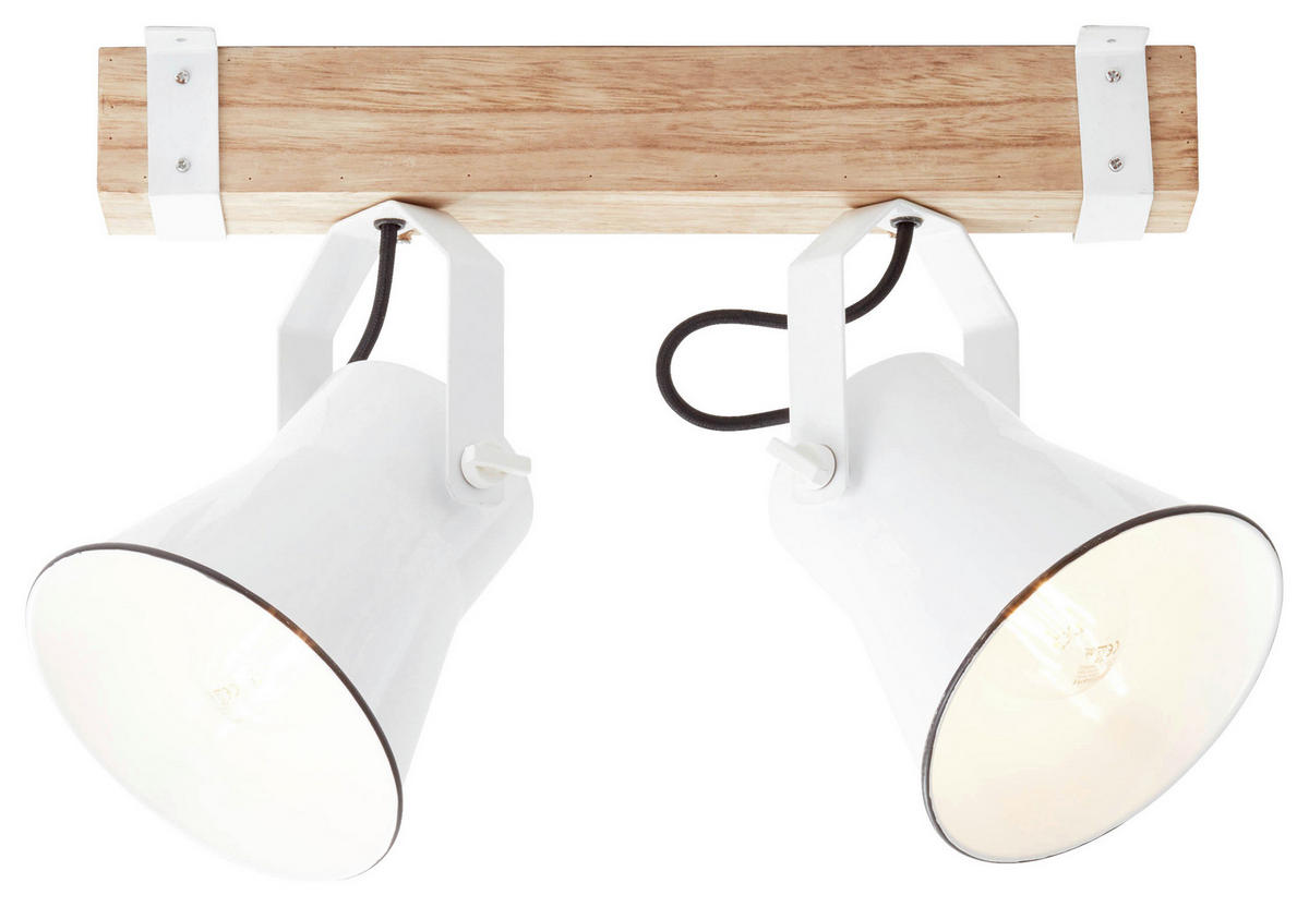 Brilliant Spotbalken 82129/05 weiß natur Metall Holz B/H/T: ca. 40x24x17 cm E27 2 Brennstellen Plow - weiß/natur (40,00/24,00/17,00cm) - Brilliant